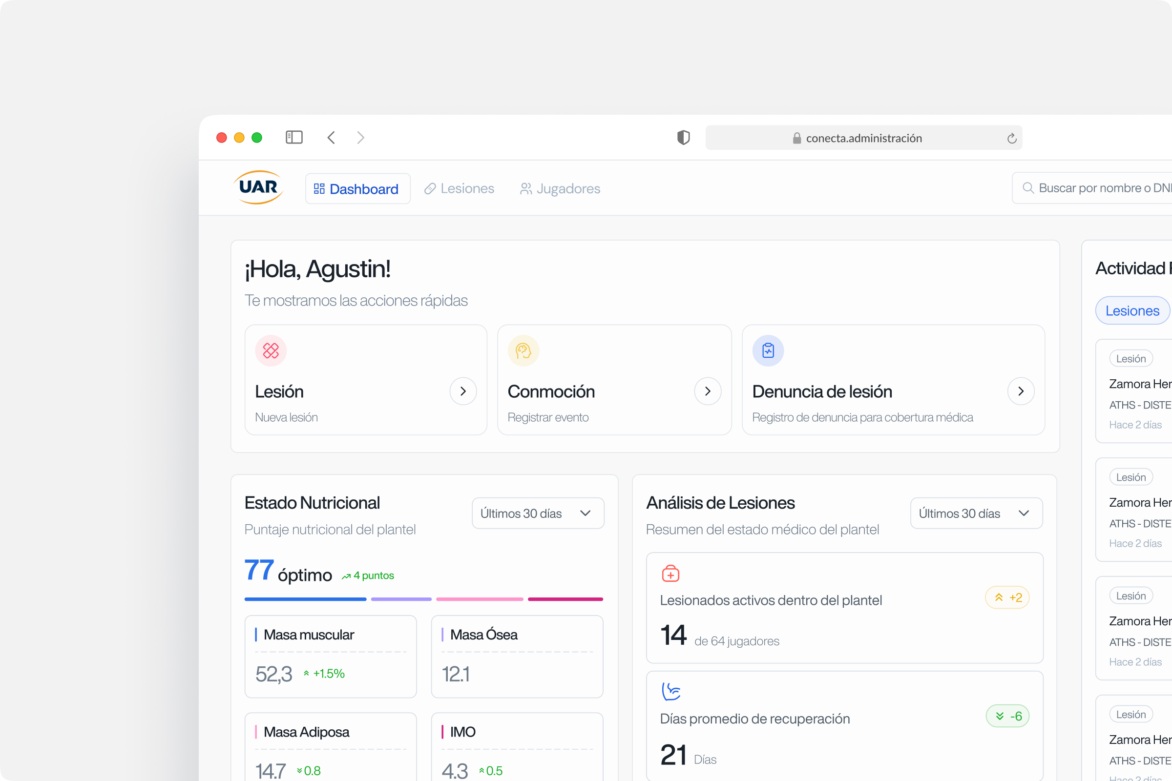 UAR Alto Rendimiento platform overview