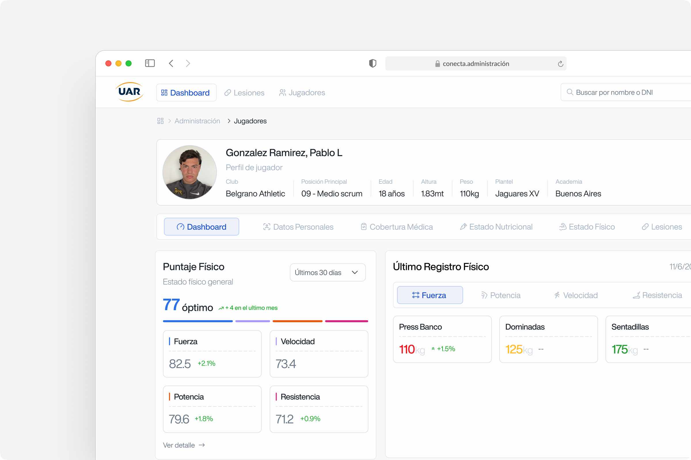 UAR Alto Rendimiento athlete support workflow